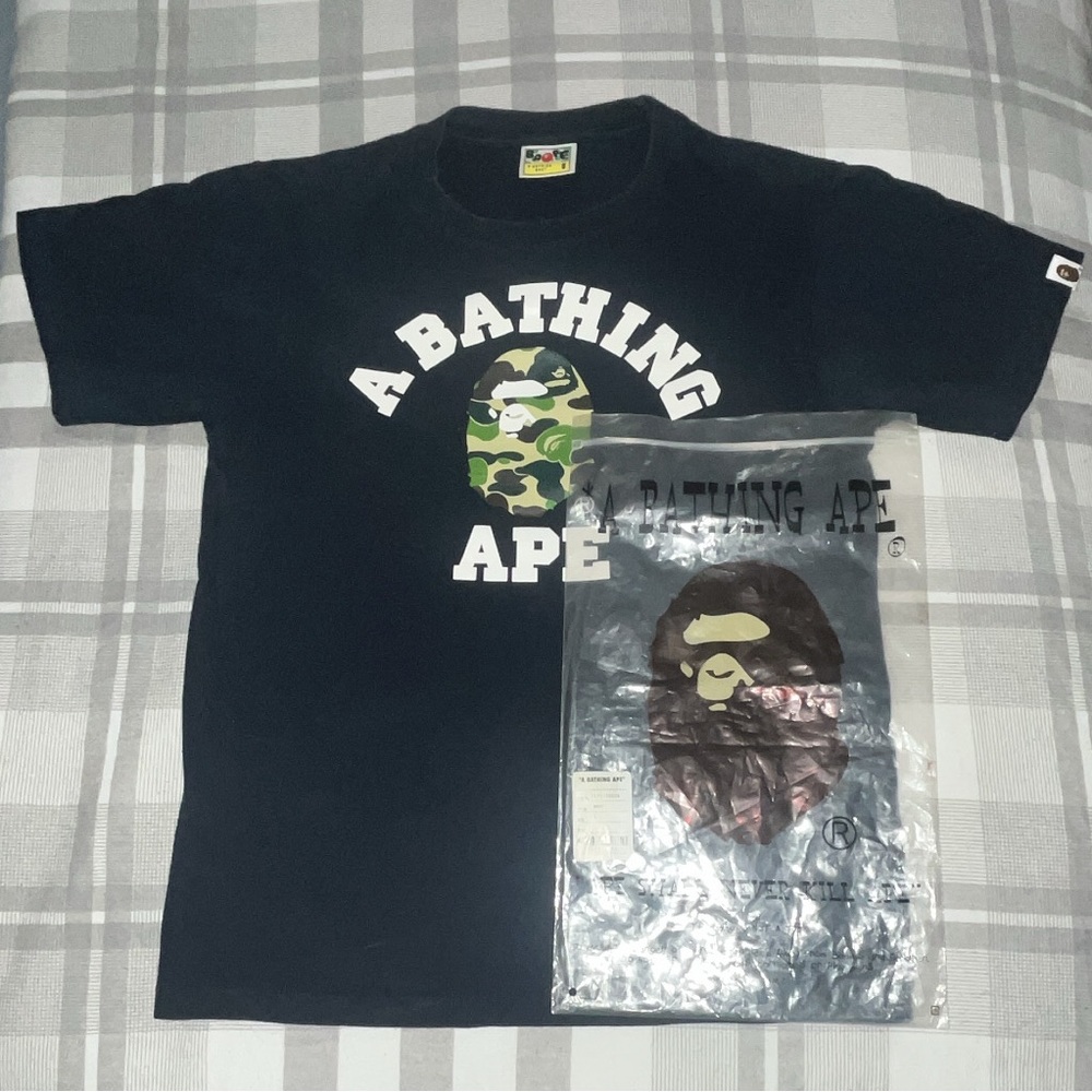 Bape Navy/Camo College Tee (S)